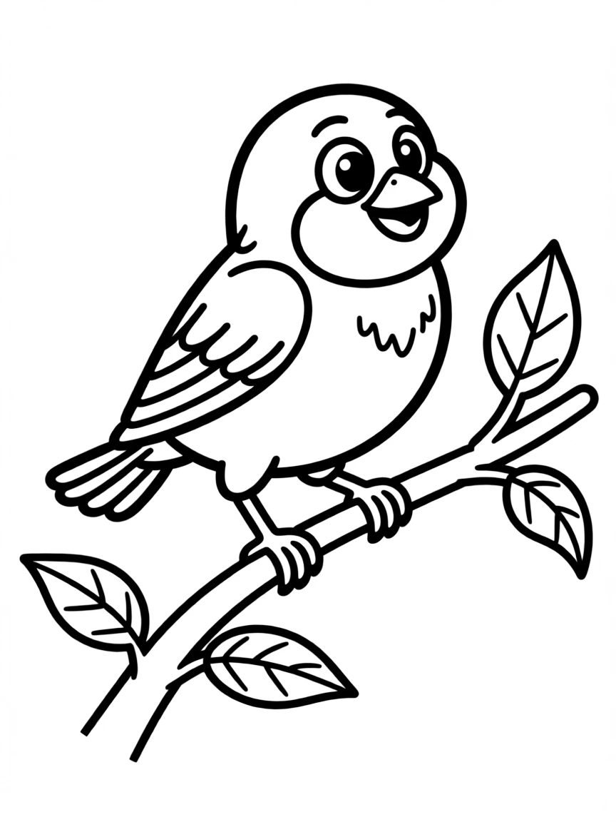 Cheerful cartoon bobolink coloring page