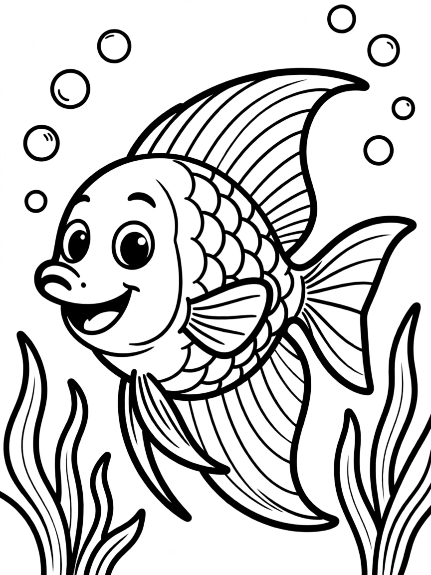 Cheerful cartoon angelfish coloring page