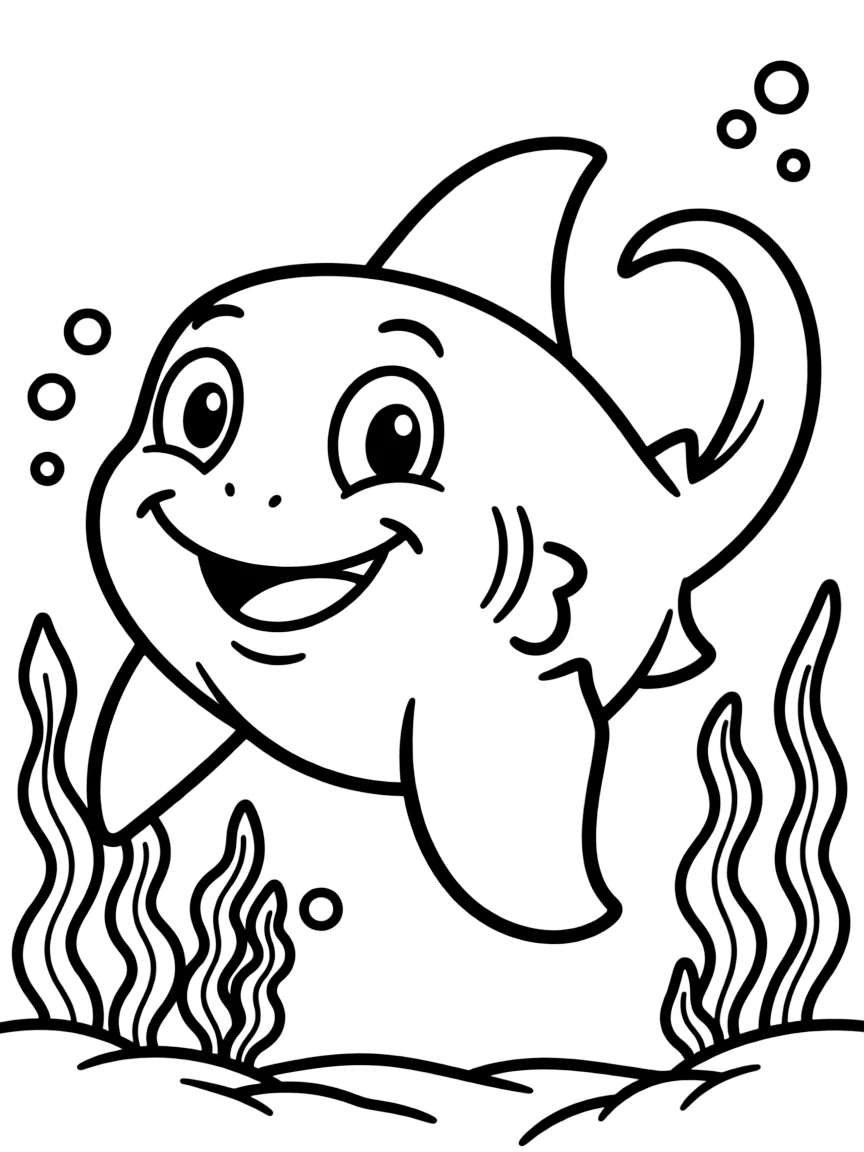 Cheerful cartoon electric ray coloring page