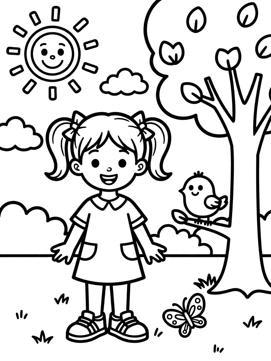 Cheerful cartoon sole coloring page