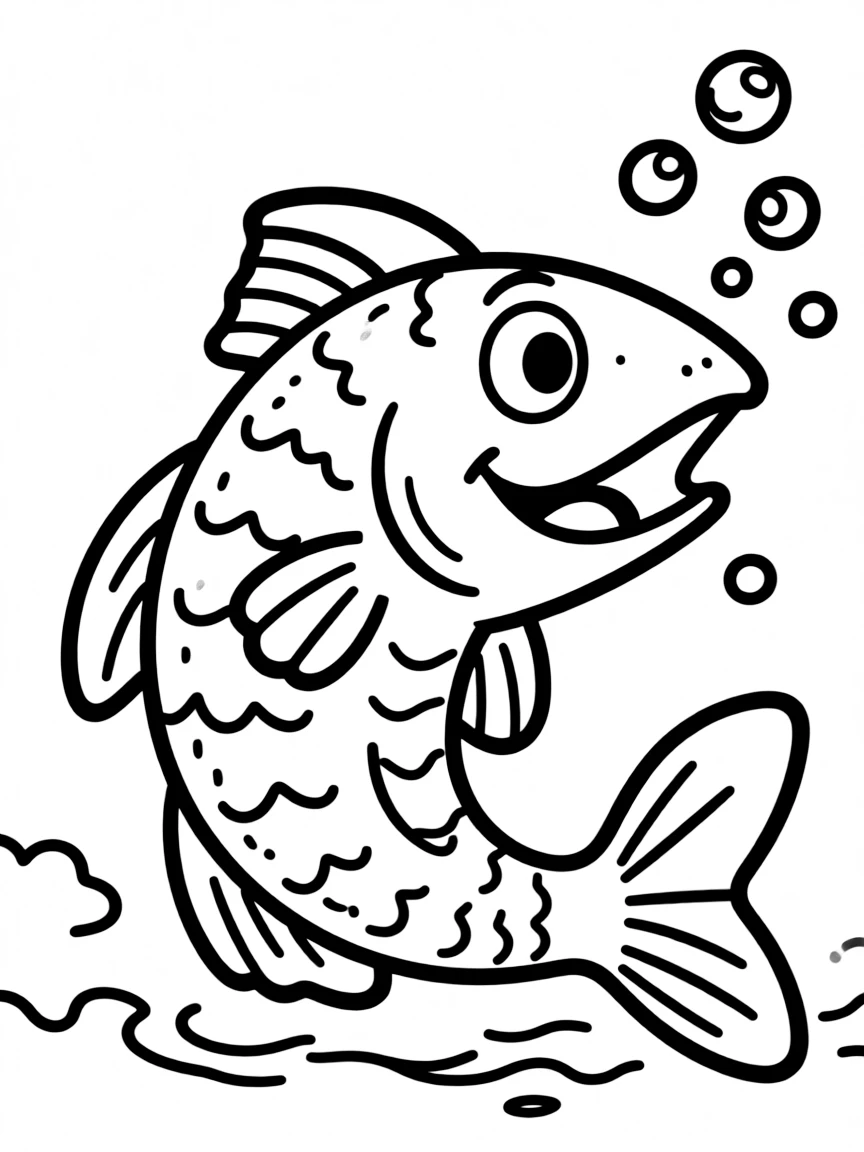 Cheerful cartoon haddock coloring page