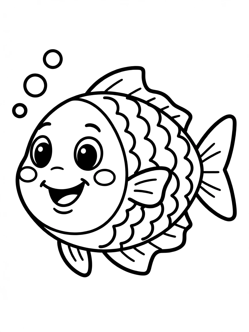 Cheerful cartoon pompano coloring page