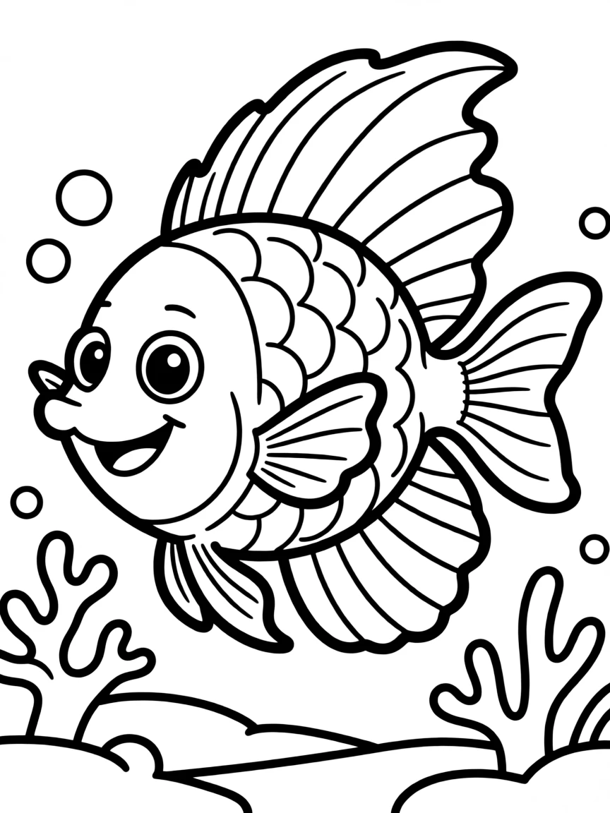 Cheerful cartoon butterflyfish coloring page