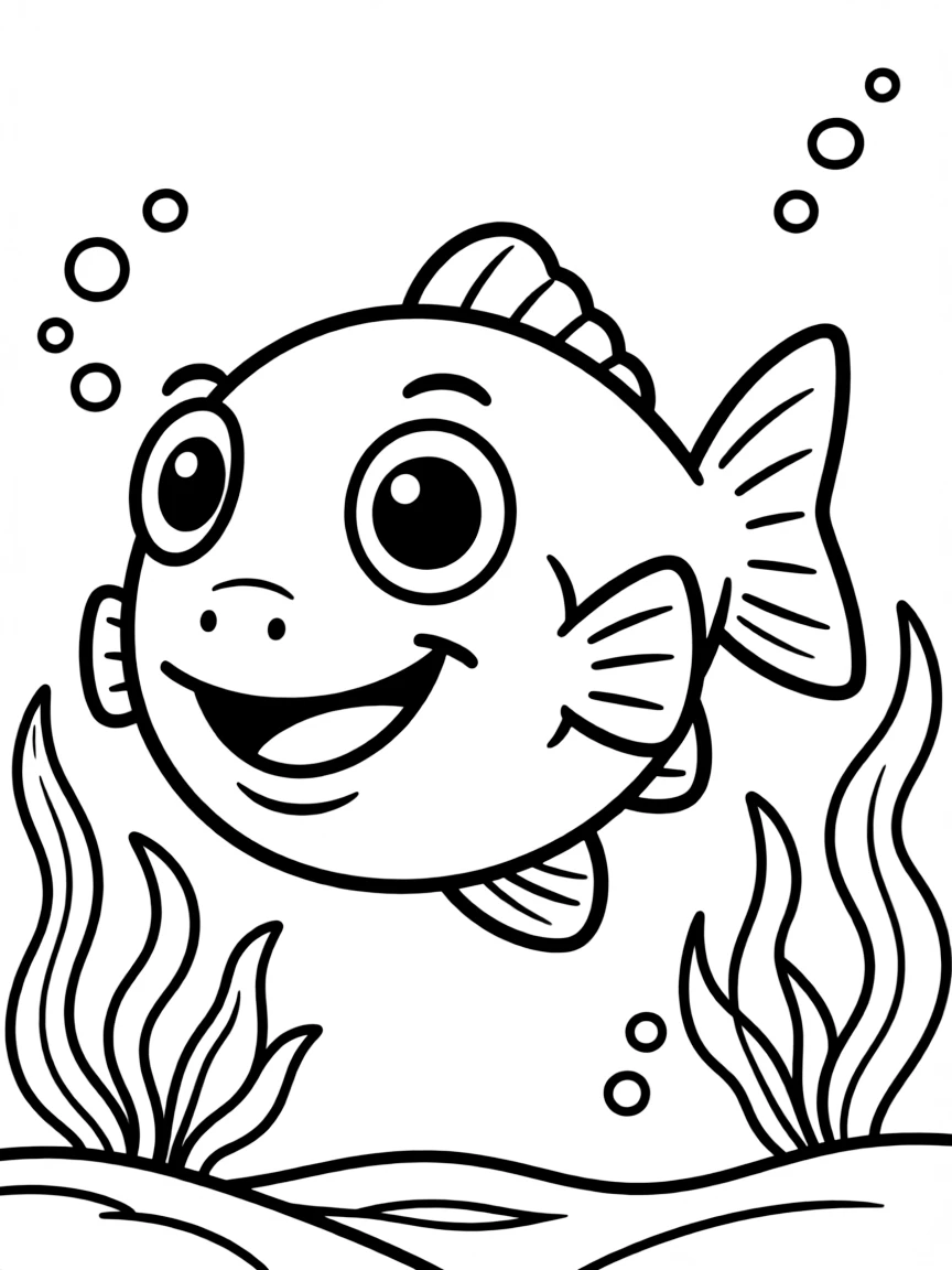 Cheerful cartoon goby coloring page
