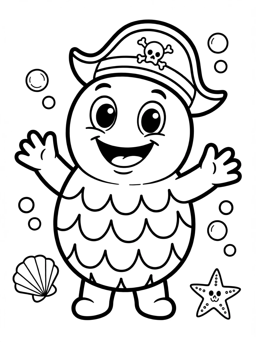 Cheerful cartoon barnacle coloring page