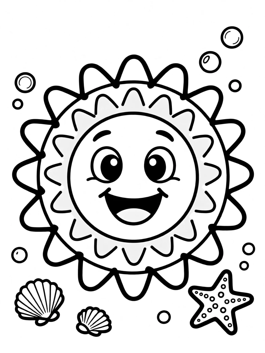 Cheerful cartoon sea urchin coloring page