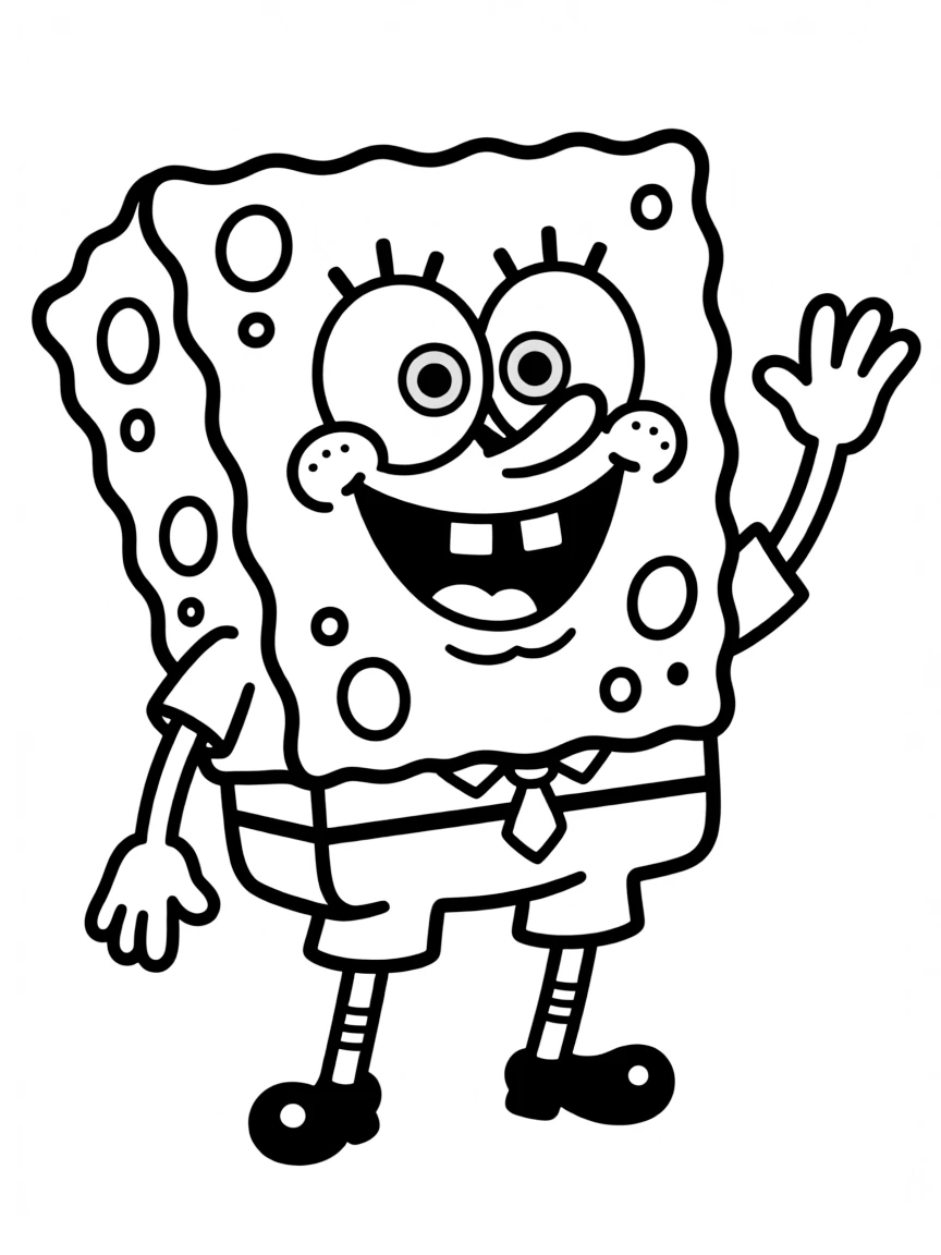 Cheerful cartoon sponge coloring page
