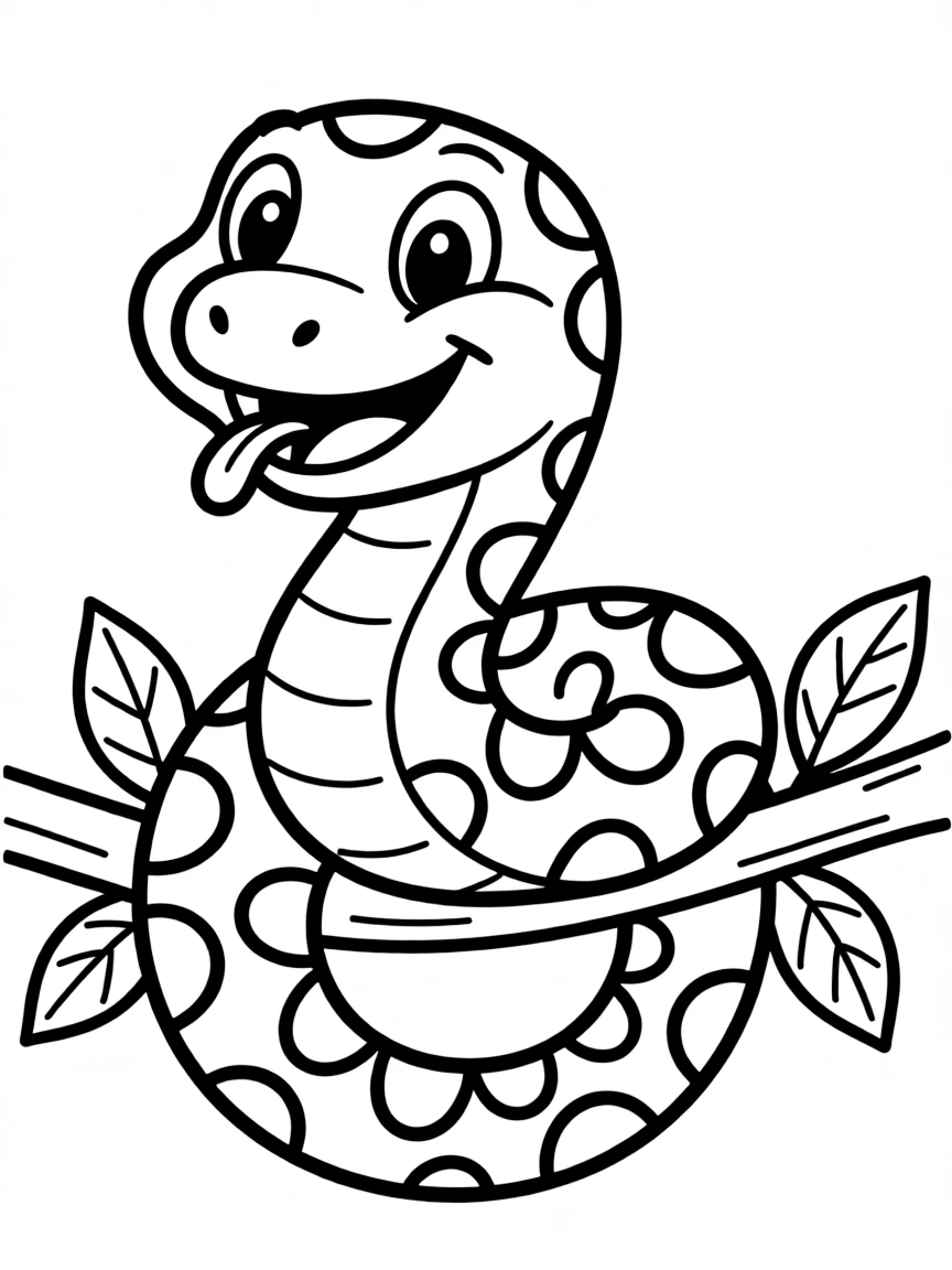 Cheerful cartoon boa coloring page
