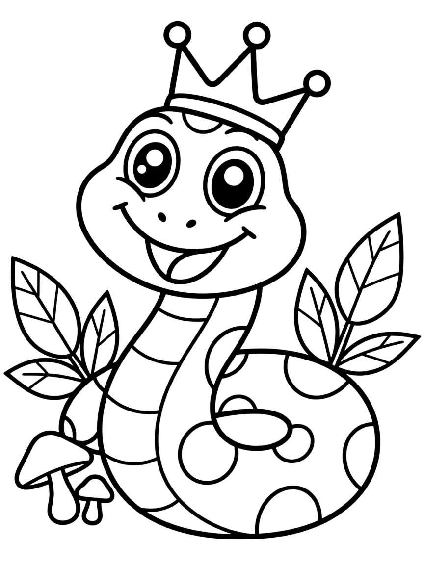 Cheerful cartoon king snake coloring page