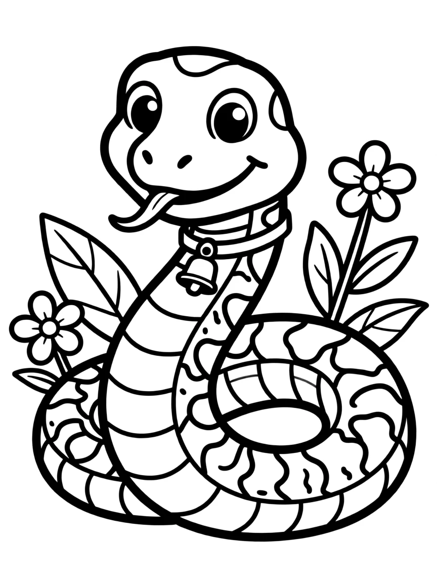 Cheerful cartoon corn snake coloring page