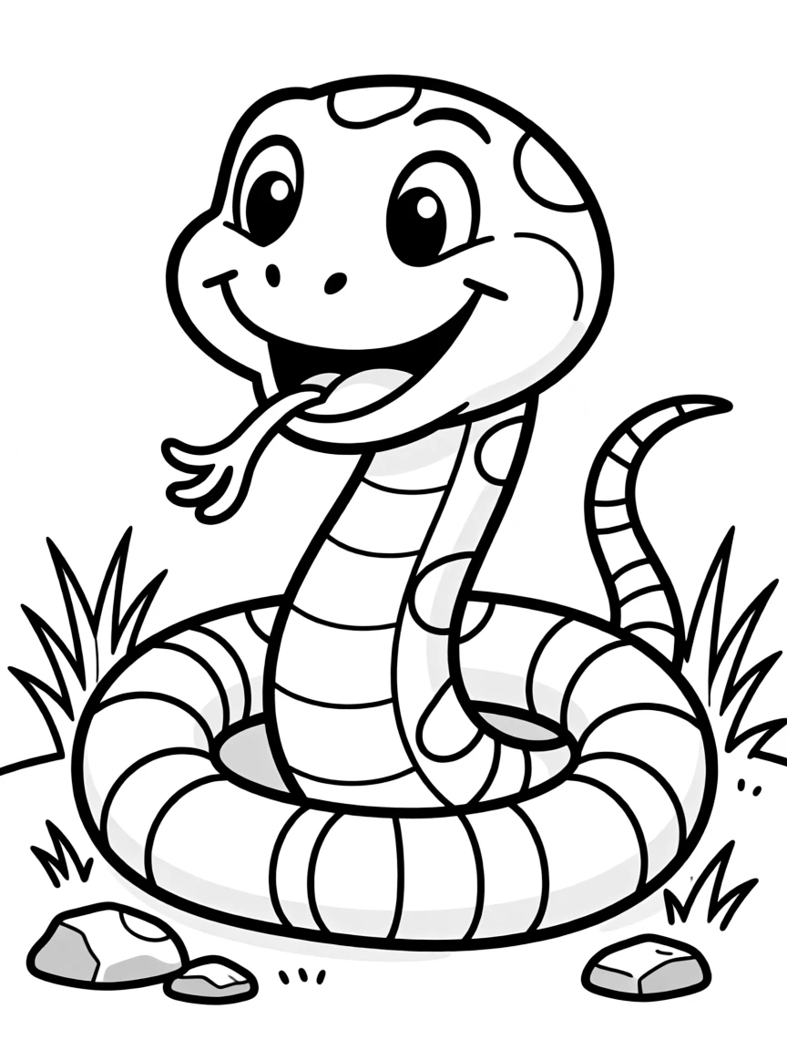Cheerful cartoon milk snake coloring page