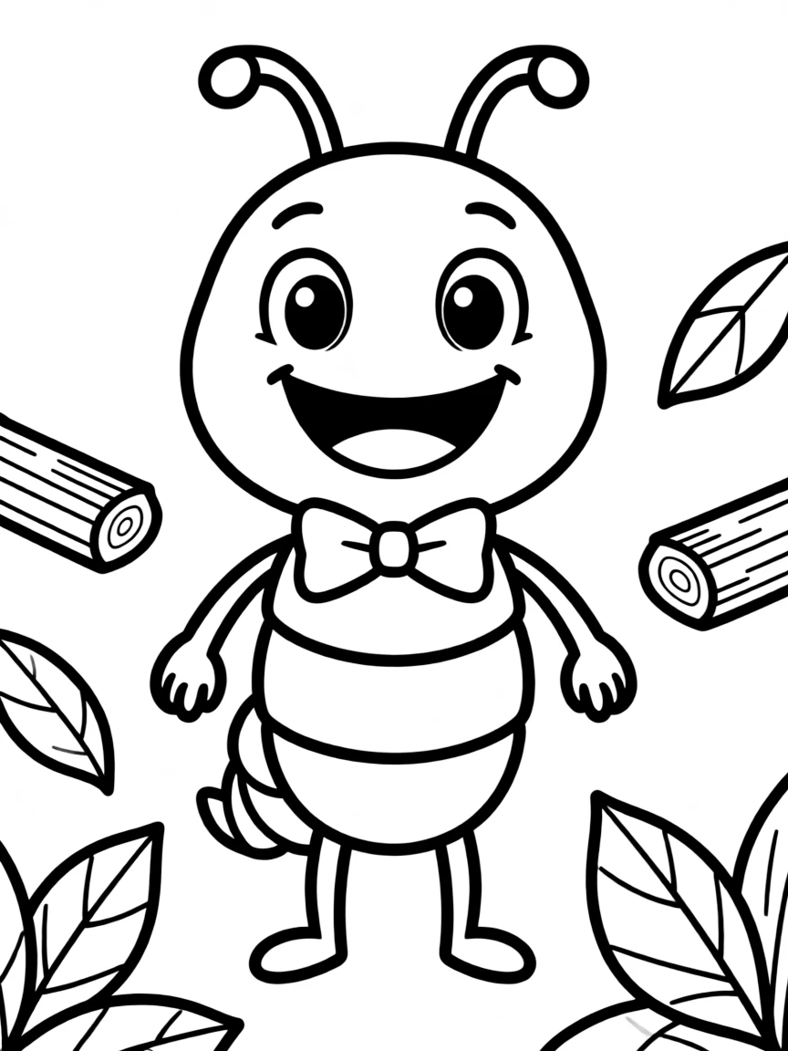 Cheerful cartoon termite coloring page