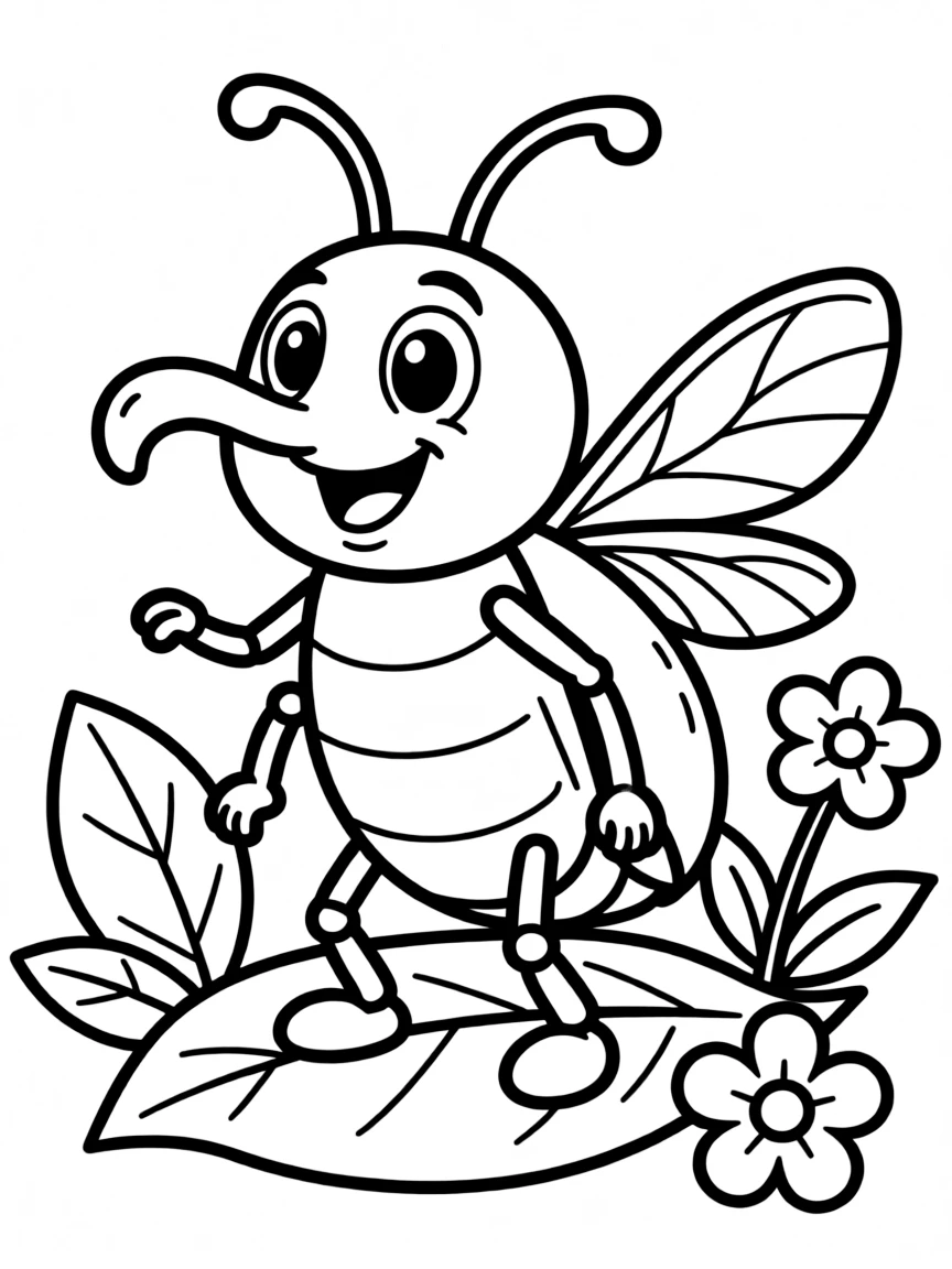 Cheerful cartoon weevil coloring page