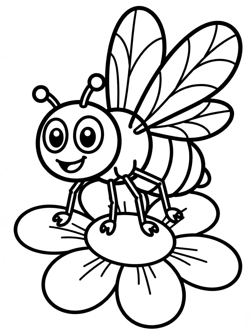 Cheerful cartoon fly coloring page