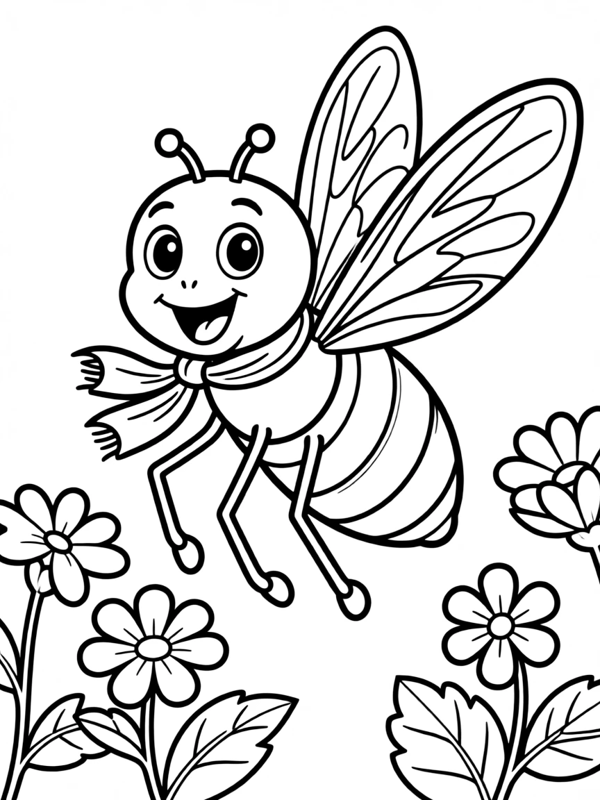 Cheerful cartoon horsefly coloring page