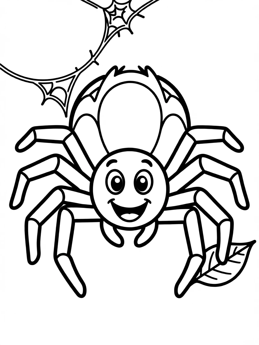 Cheerful cartoon brown recluse coloring page