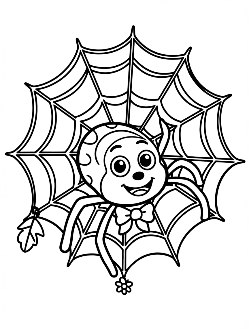 Cheerful cartoon orb weaver coloring page