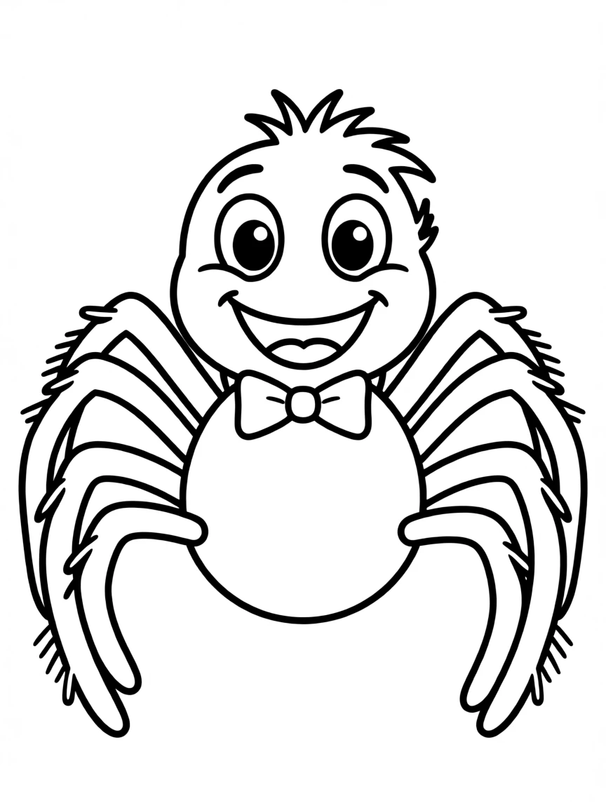 Cheerful cartoon tarantula coloring page