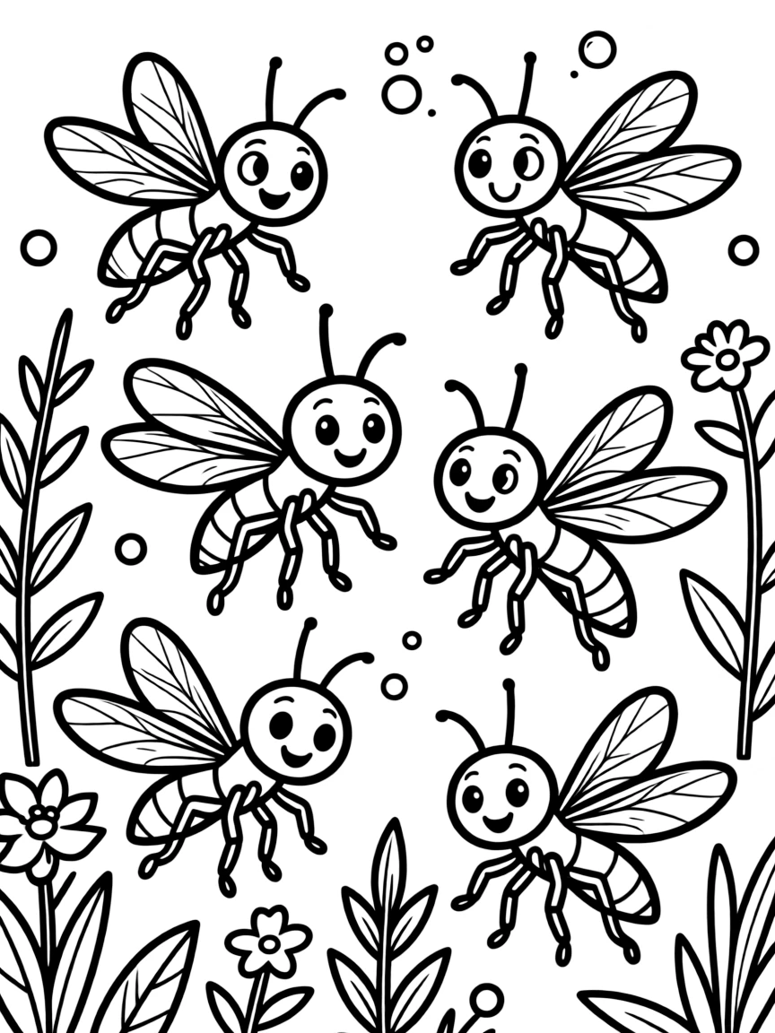 Cheerful cartoon thrips coloring page