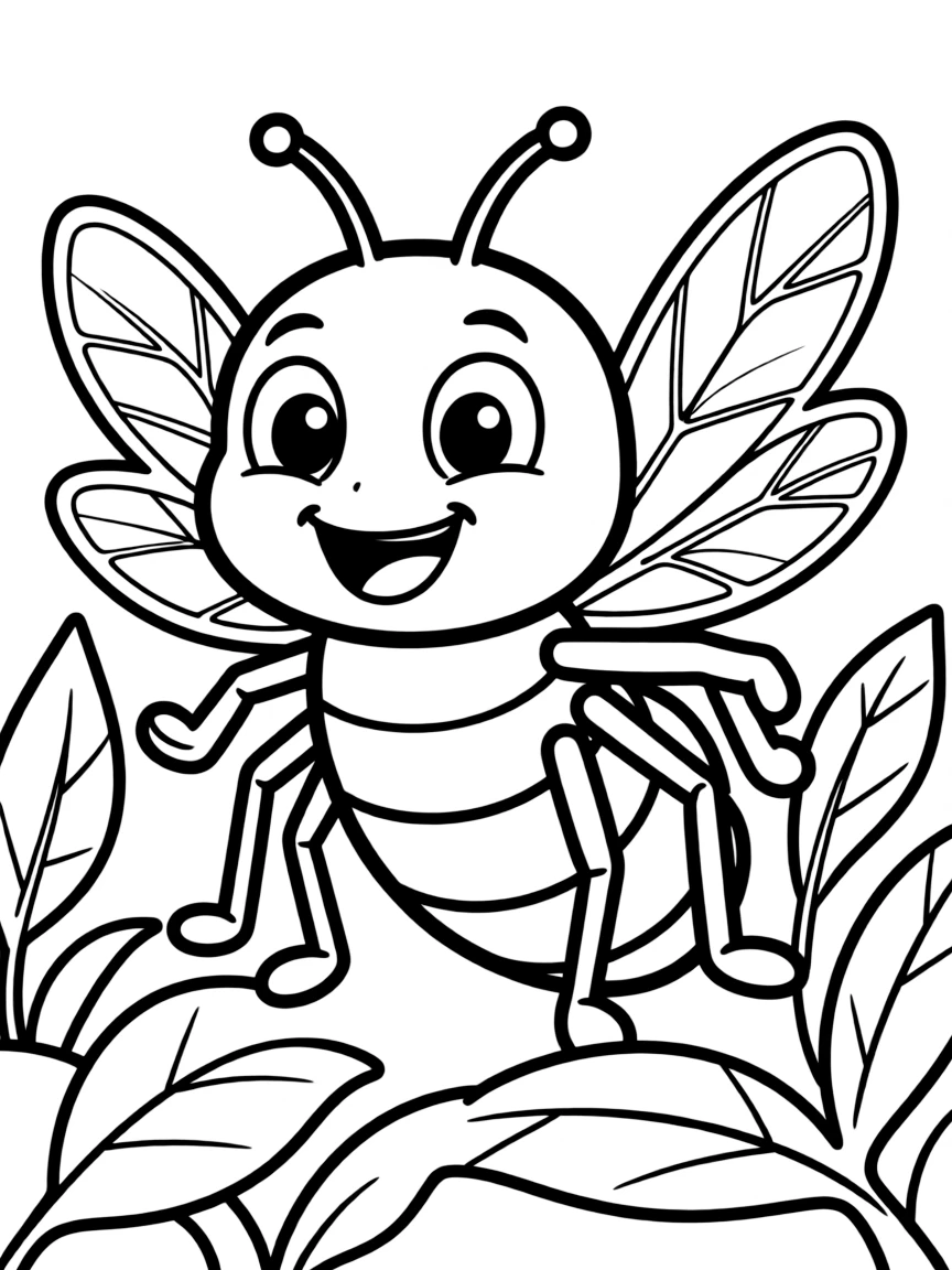 Cheerful cartoon aphid coloring page