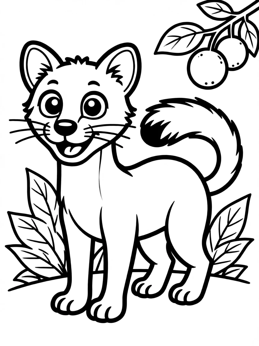 Cheerful cartoon fossa coloring page