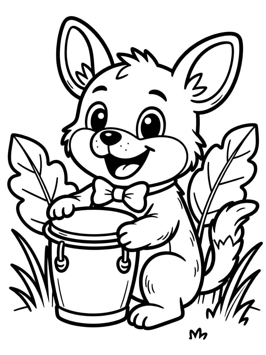 Cheerful cartoon bongo coloring page