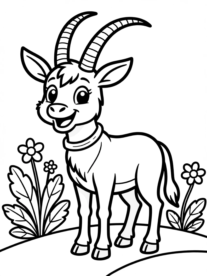 Cheerful cartoon oryx coloring page