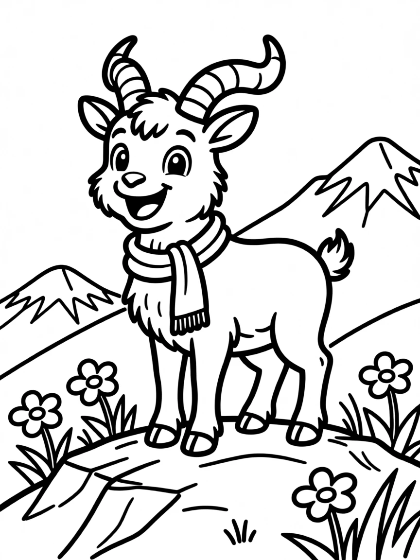 Cheerful cartoon bharal coloring page
