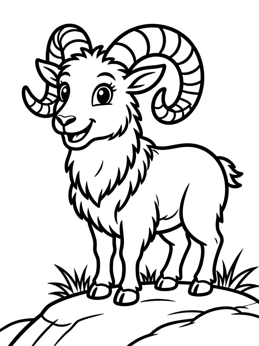 Cheerful cartoon urial coloring page
