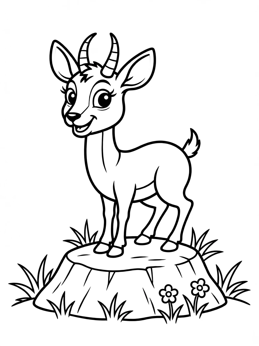Cheerful cartoon klipspringer coloring page
