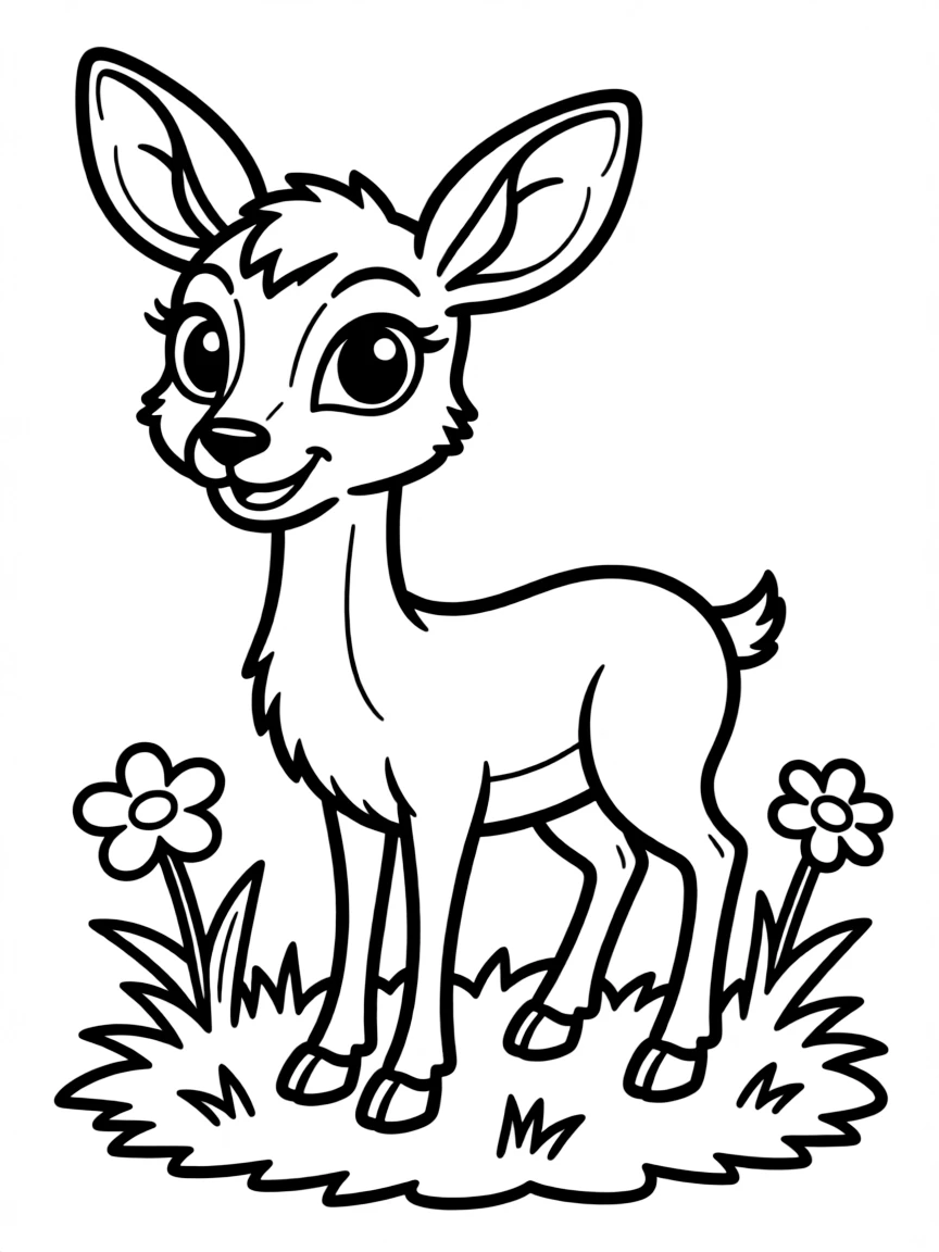 Cheerful cartoon dik-dik coloring page