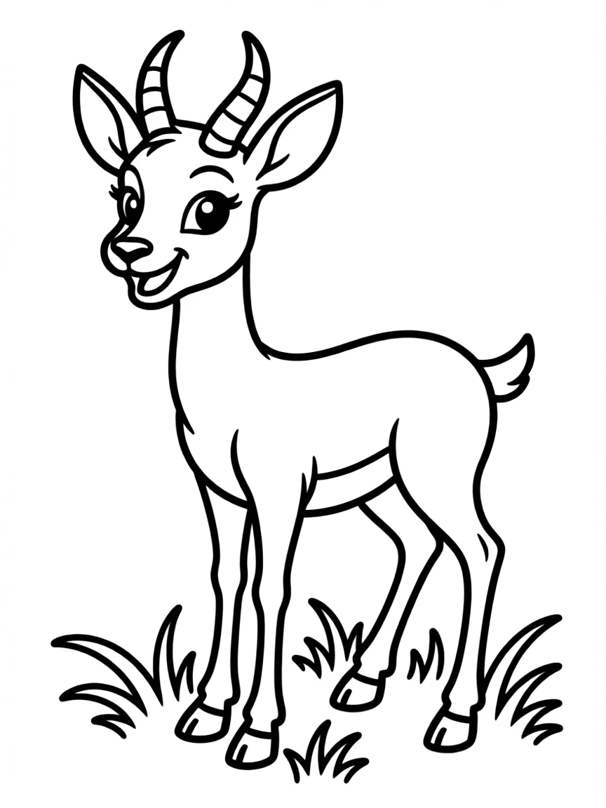 Cheerful cartoon steenbok coloring page