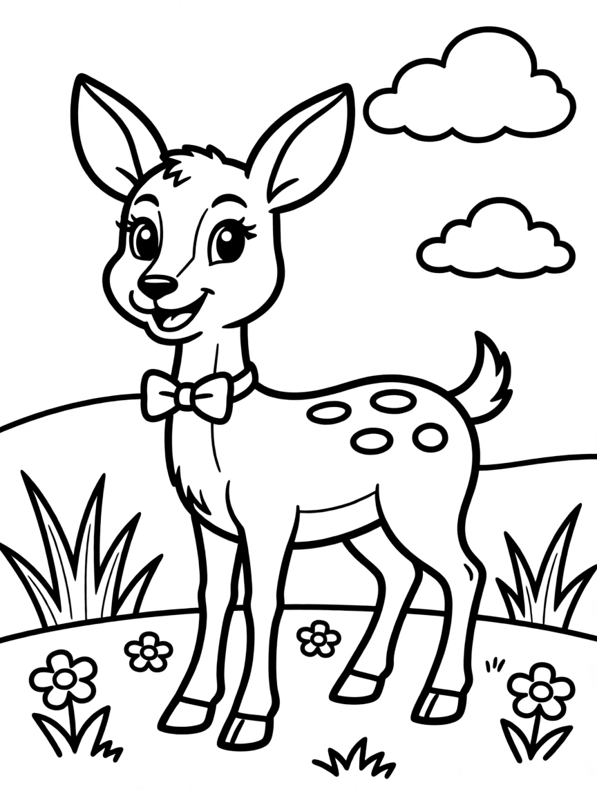 Cheerful cartoon bushbuck coloring page