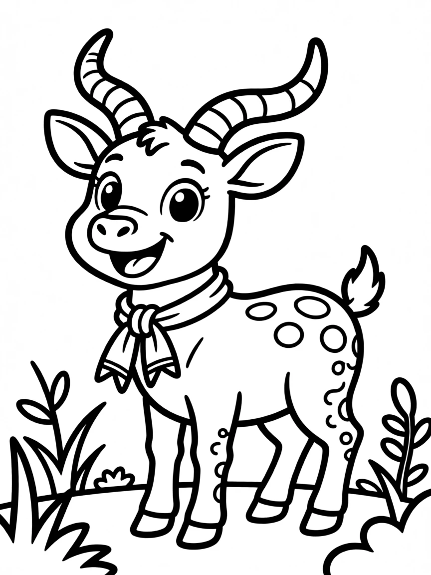 Cheerful cartoon eland coloring page