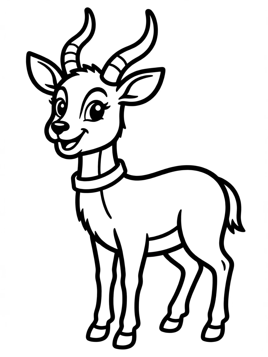Cheerful cartoon sitatunga coloring page