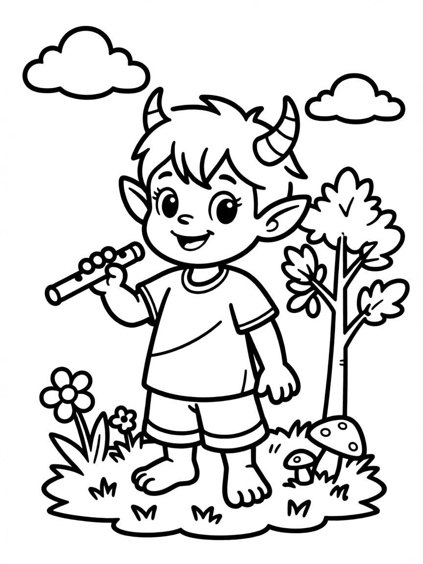 Cheerful cartoon kob coloring page