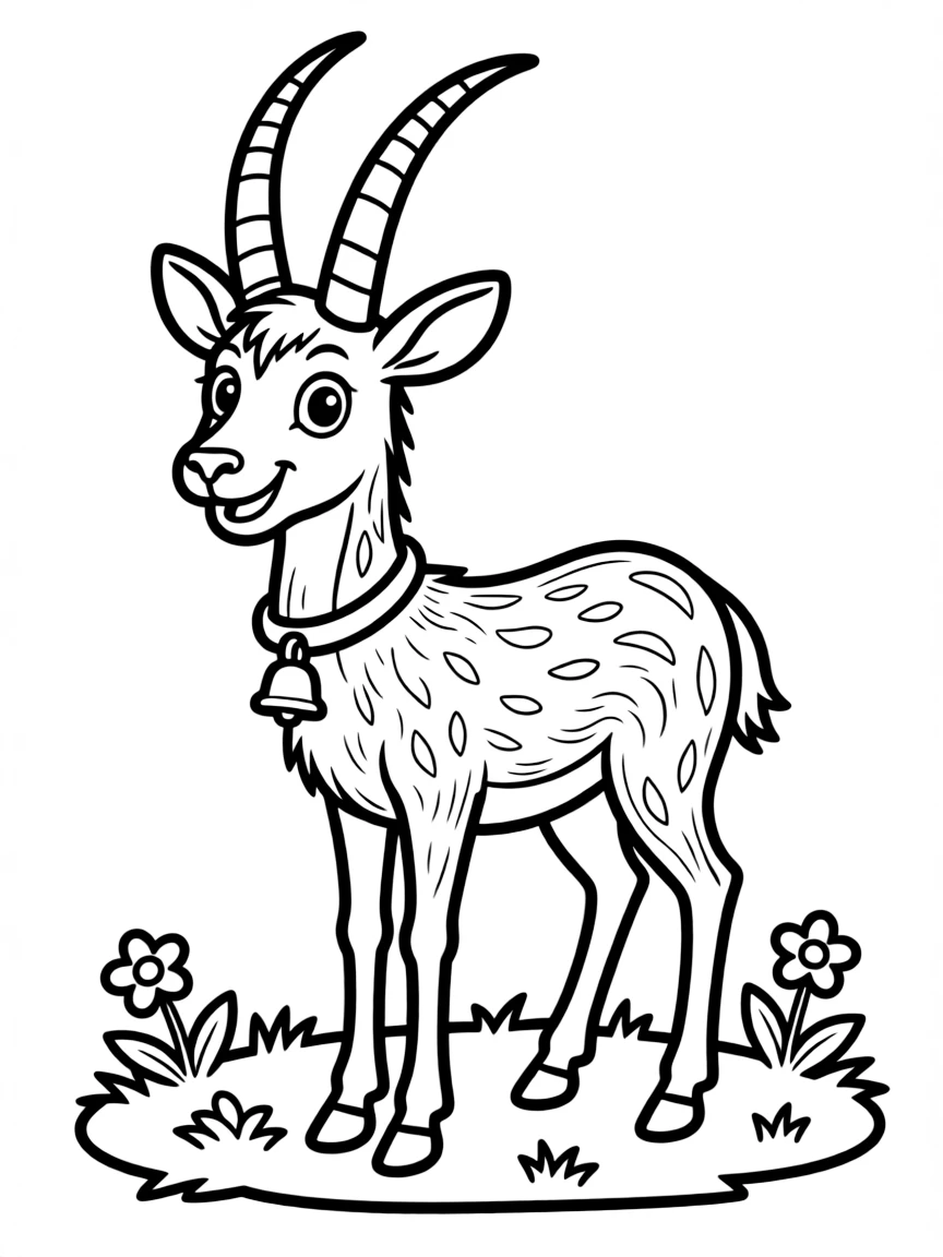 Cheerful cartoon hartebeest coloring page