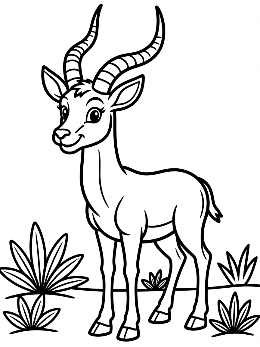 Cheerful cartoon gemsbuck coloring page
