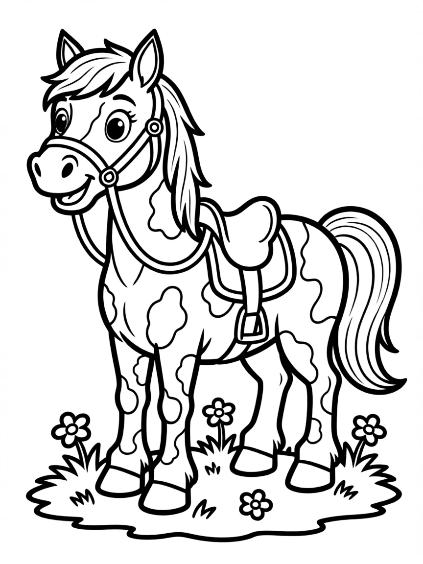 Cheerful cartoon roan coloring page