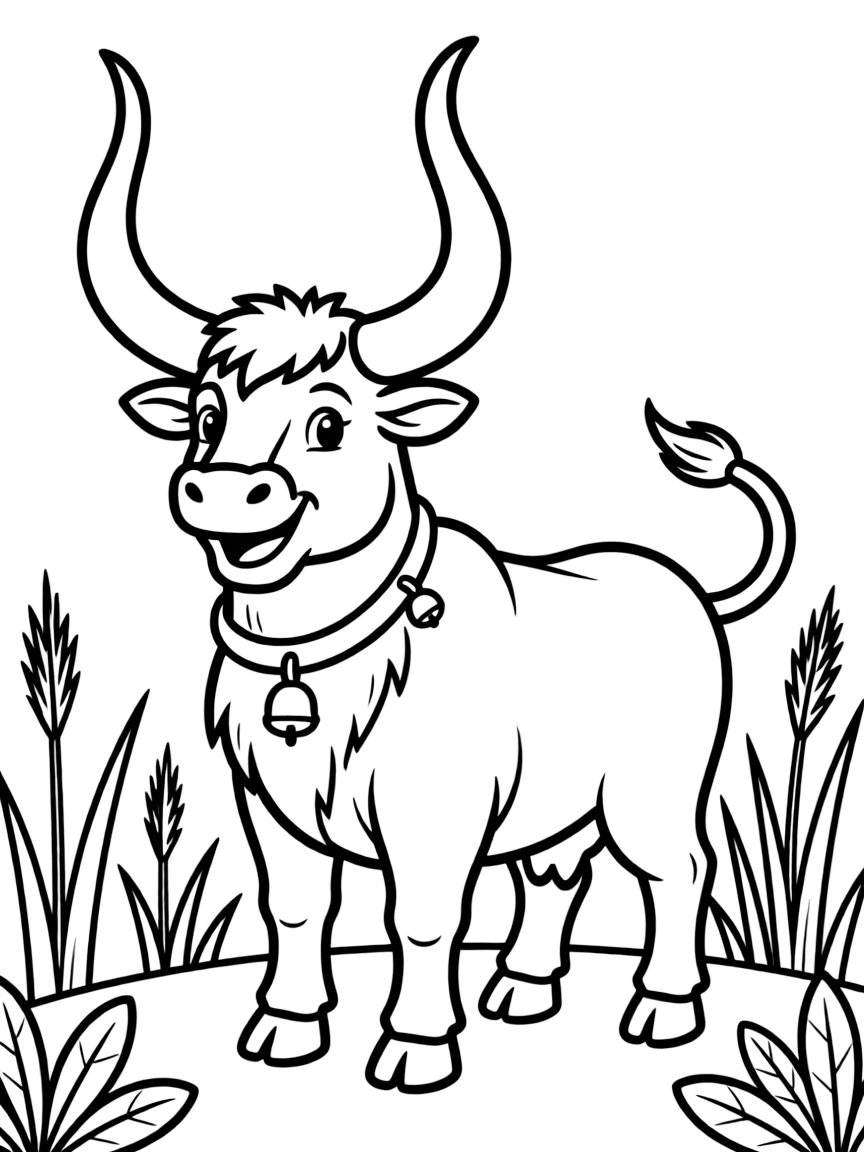 Cheerful cartoon watusi coloring page
