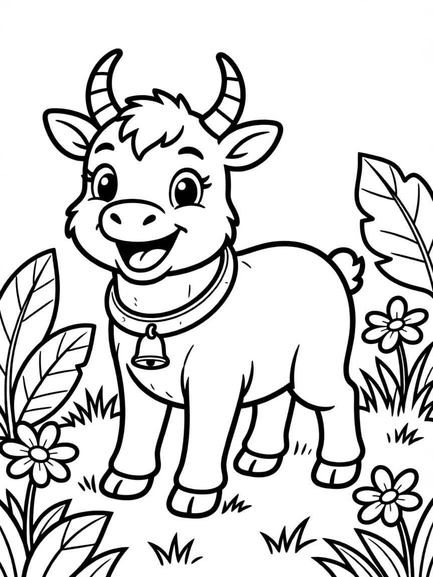 Cheerful cartoon tamaraw coloring page