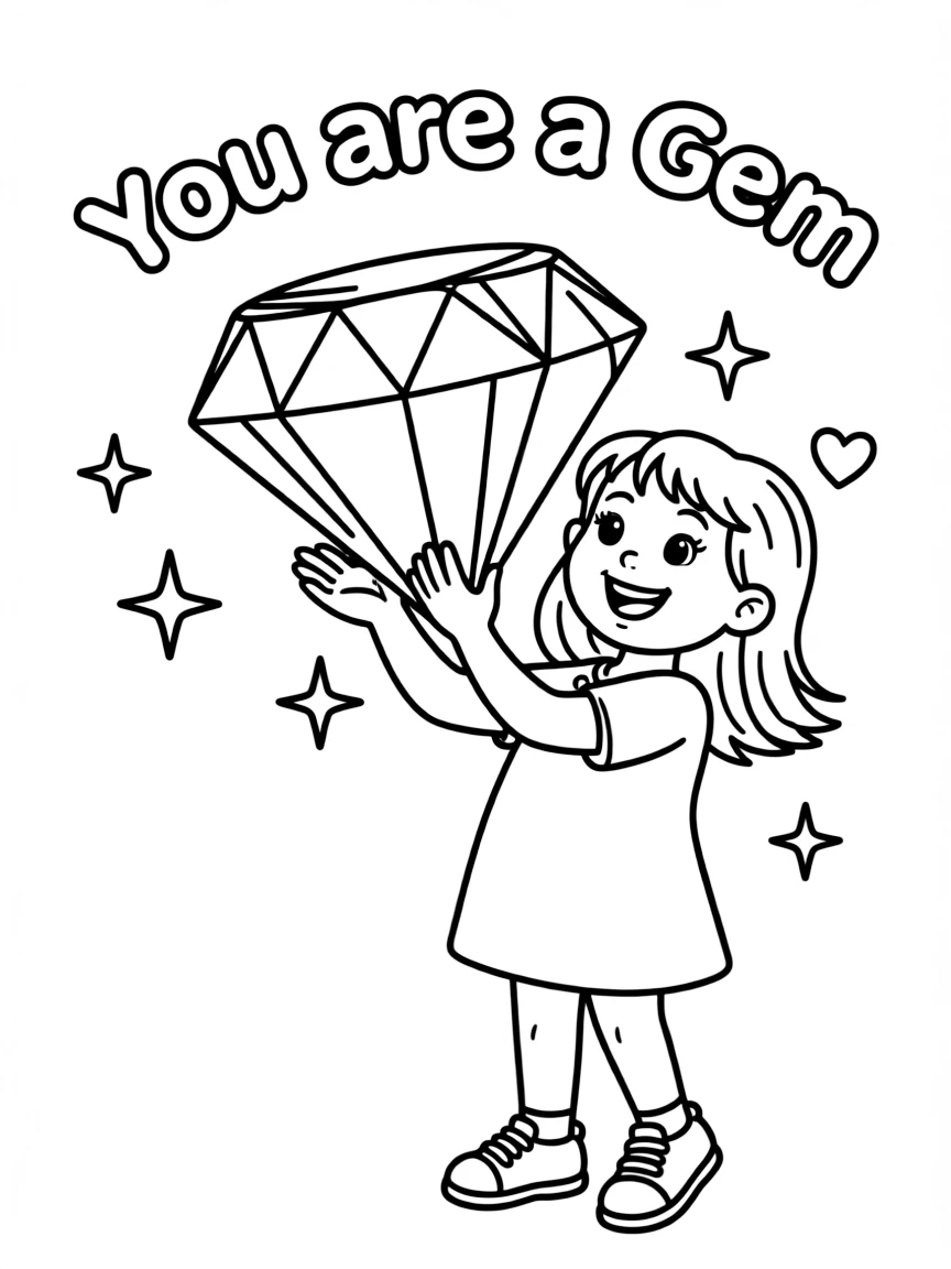 **You are a Gem** precious coloring page, include the text "You are a Gem".