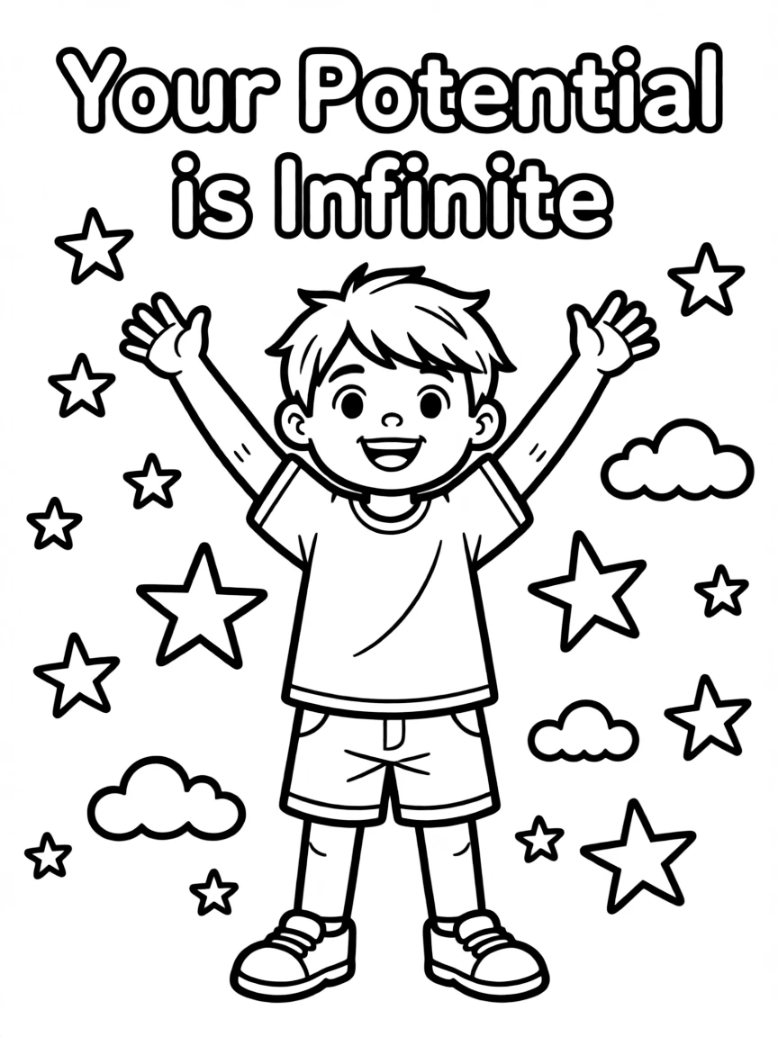 **Your Potential is Infinite** limitless coloring page, include the text "Your Potential is Infinite".