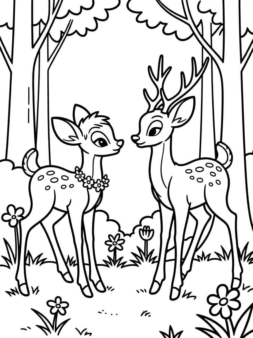 Faline looking at Bambi with adoration.