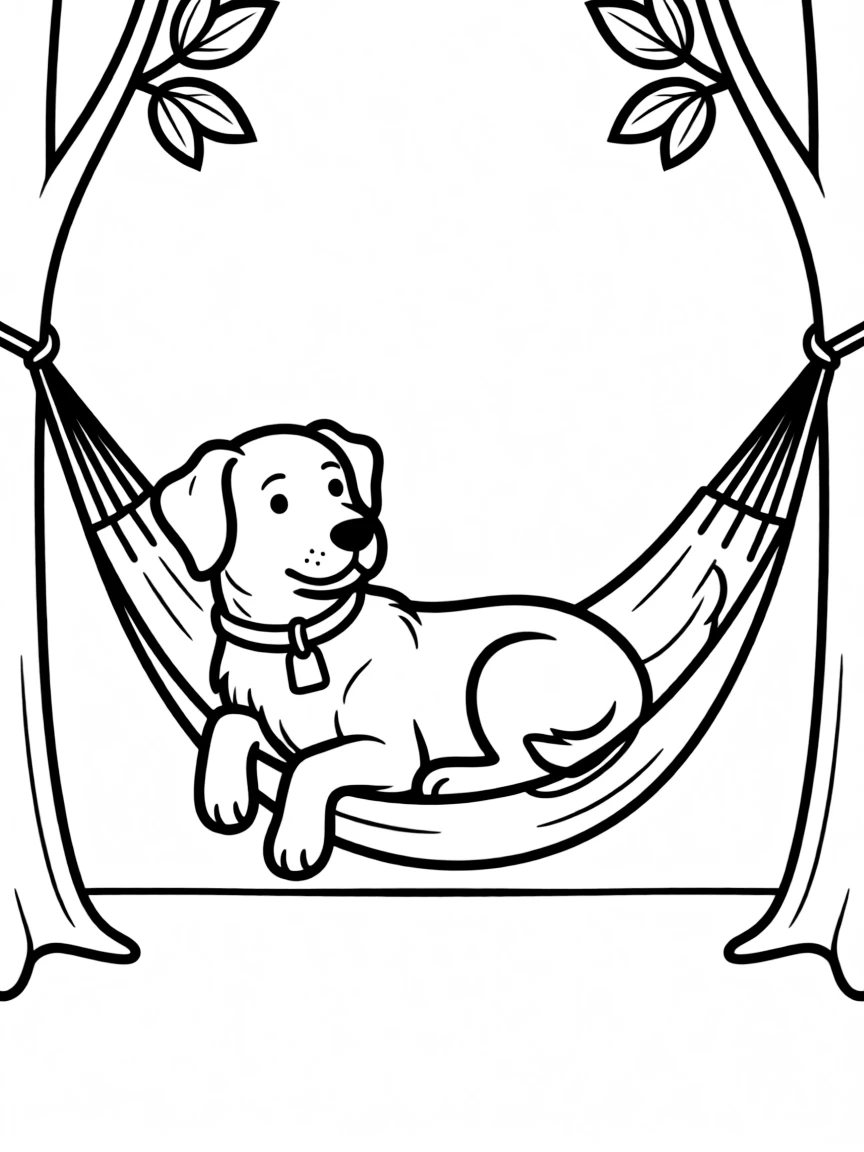 A dog in a hammock