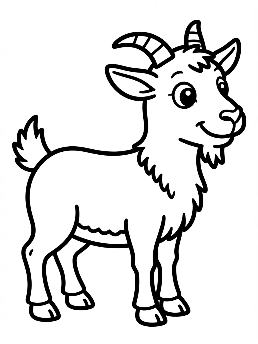 G – Goat: A cartoon goat with short horns, standing sideways.