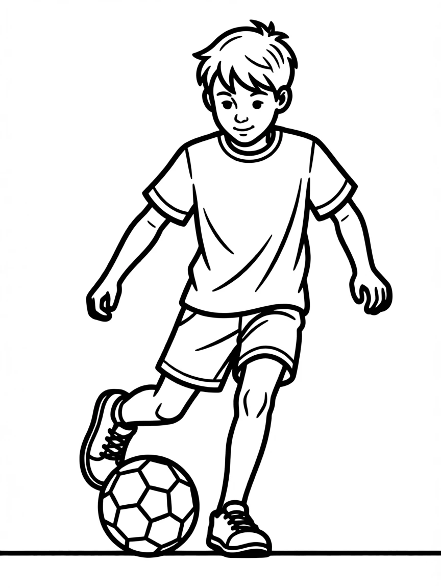 (sports) A child playing soccer