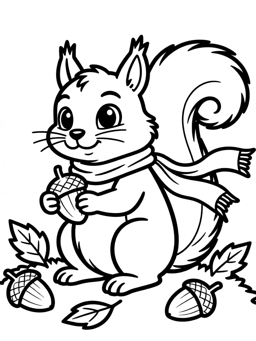 Adult coloring page of a squirrel