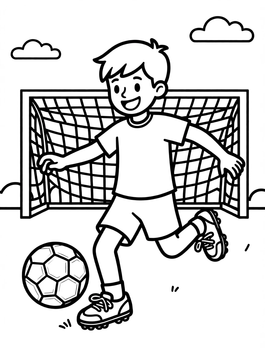 (sports) A child playing soccer