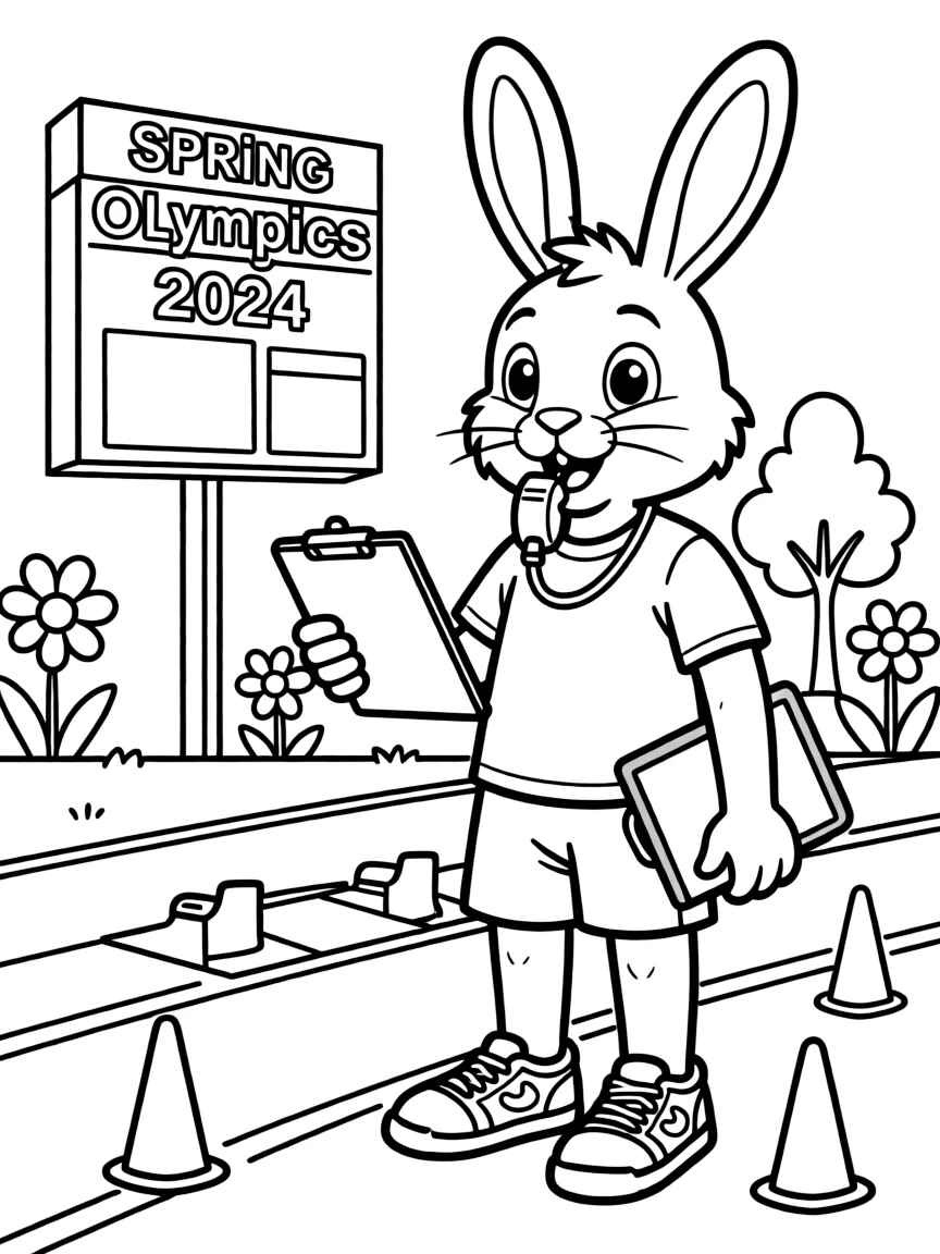 A bunny coach training for the spring Olympics